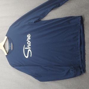 Men's Shore Logo Long Sleeve Tee Blue w/White Logo Organic Cotton Size XXL